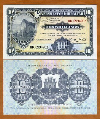 Gibraltar, 10 Shillings, 2018, Official Copy Of 1934, Nominal Legal Tender